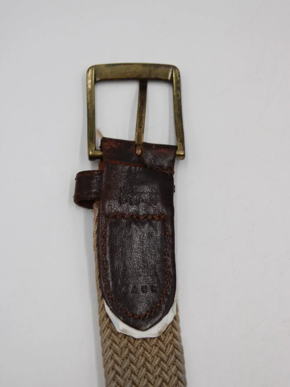 Dockers Tan Braided Stretch Cord Belt Mens Size 40 Brown Leather Ends Work Golf